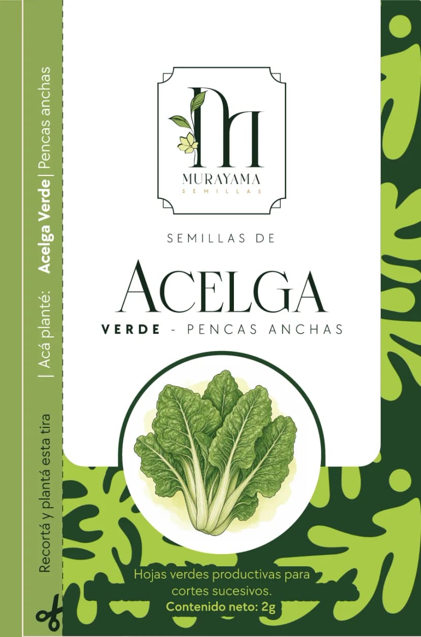 Sobre de semillas Murayama, línea Hortalizas: Acelga Verde